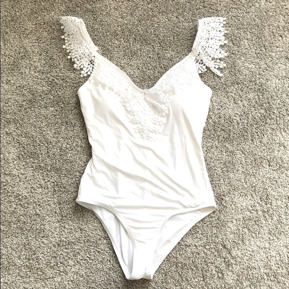 Adorable white one-piece swimsuit